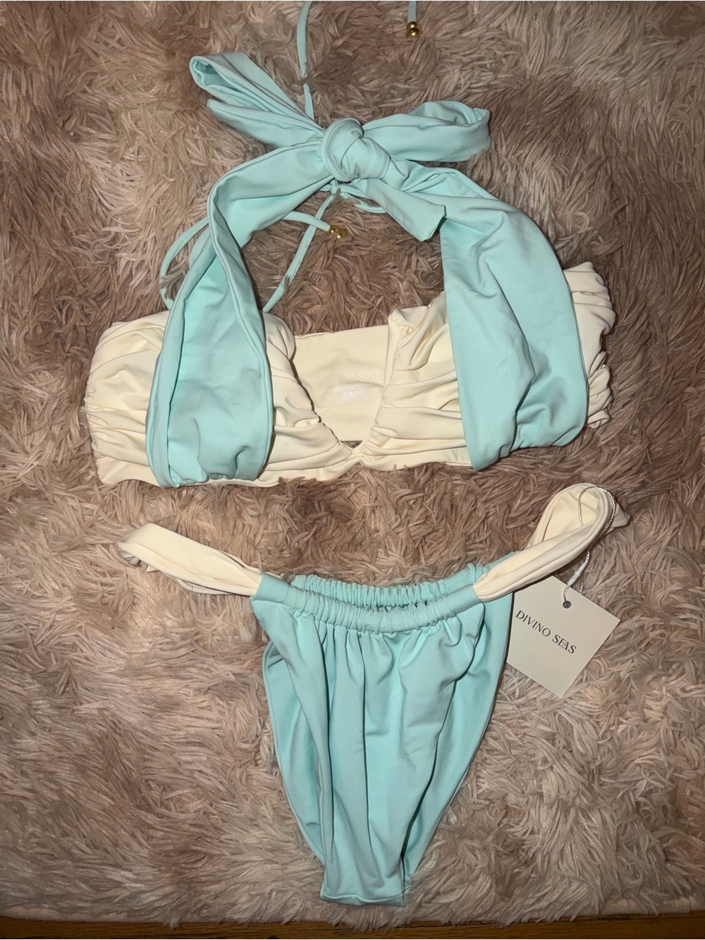 Divino Seas Mint & Cream Two-Piece Bikini Set